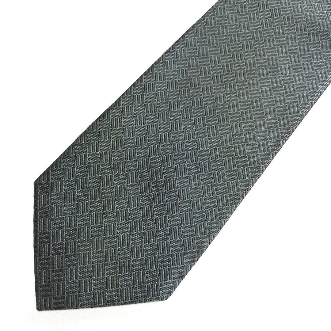 未使用級 エルメス HERMES ネクタイ シルク100% グリーン系 / ブラック