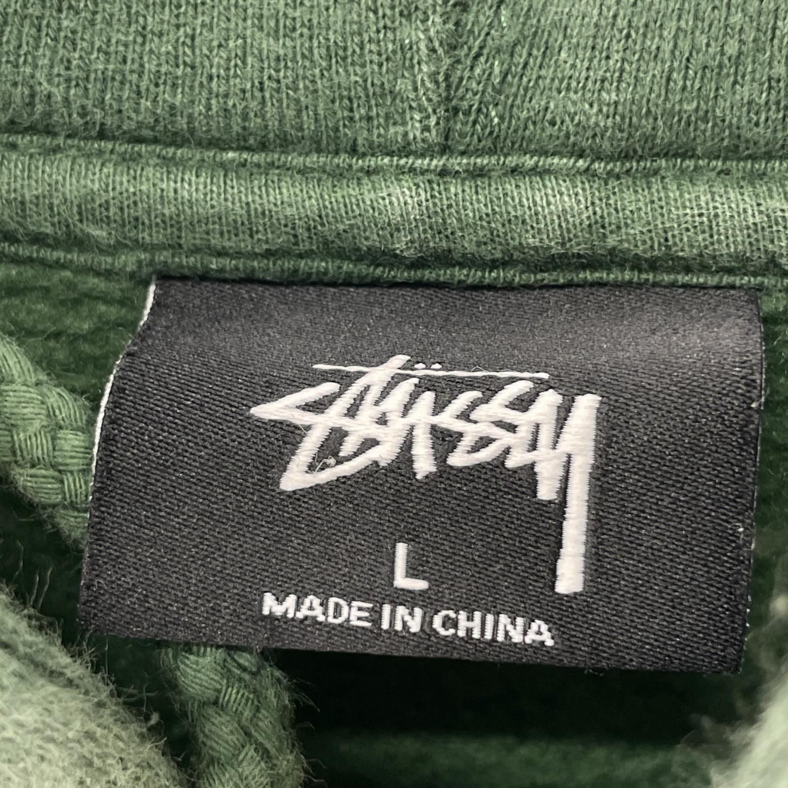 STUSSY ステューシー 裏起毛 ロゴパーカー sizeL/グリーン STUSSY 