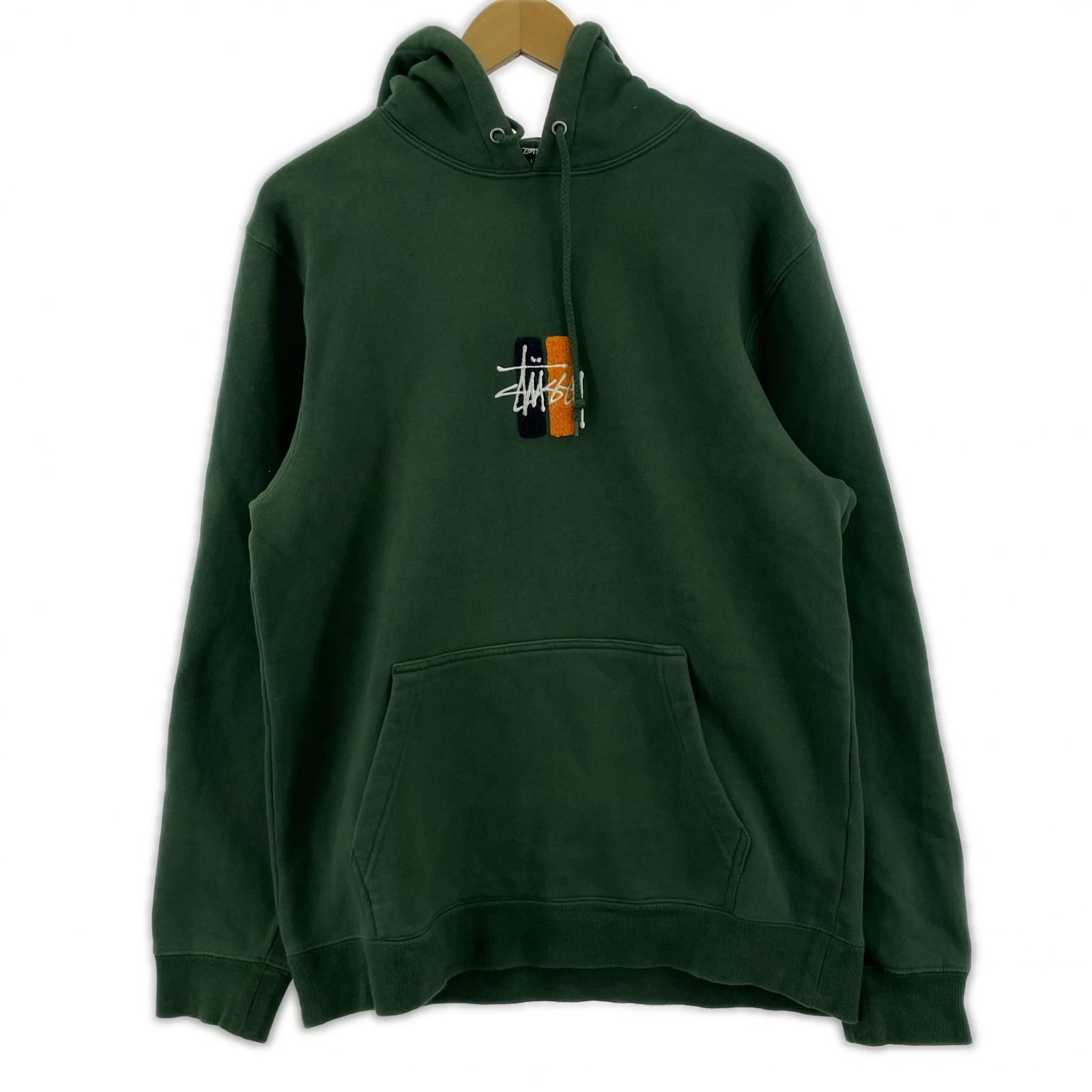 STUSSY ステューシー 裏起毛 ロゴパーカー sizeL/グリーン STUSSY 