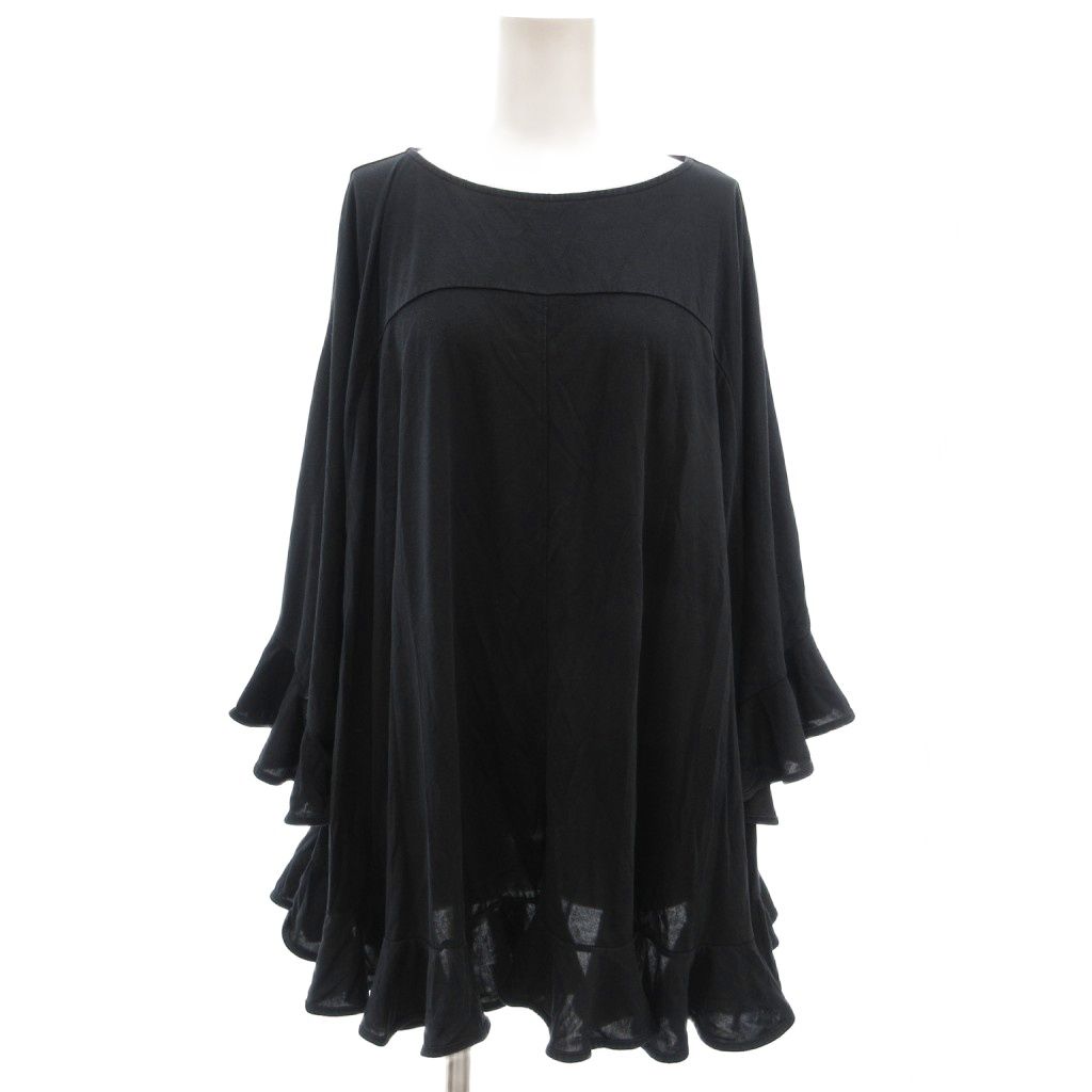 トゥービーシック TO BE CHIC ポンチョ カットソー フリル 黒 ブラック