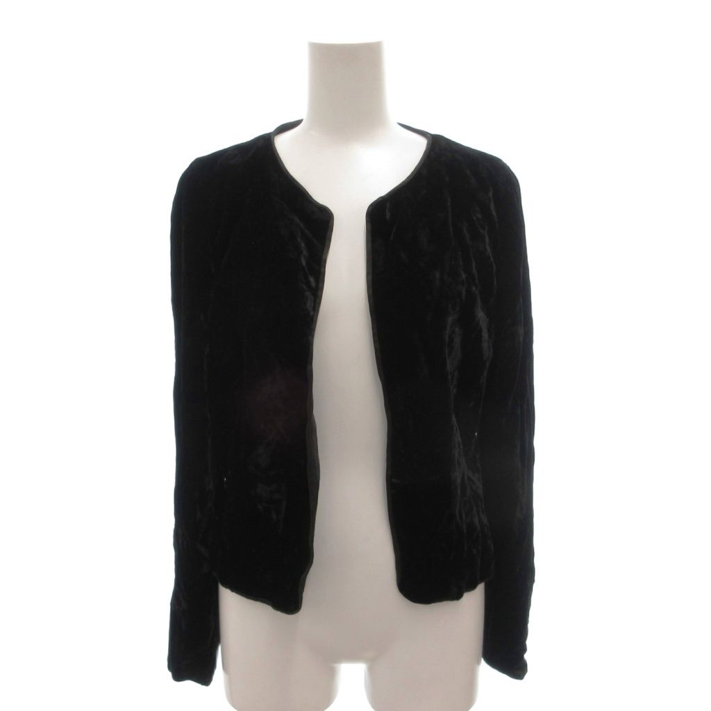 アクリス AKRIS 美品 ノーカラージャケット ベルベット オープン