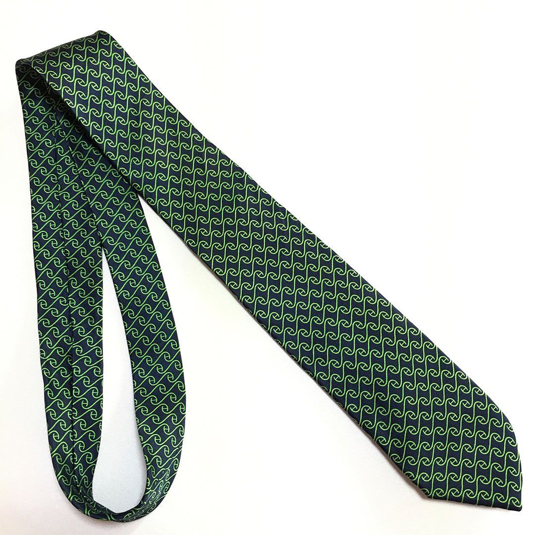 【未使用】HERMES ネクタイ H柄 シルク100% ネイビー グリーン 未使用】HERMES ネクタイ H柄 シルク100% ネイビー グリーン 未使用級