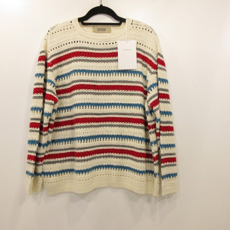 【姫路東店】 中古 71MICHAEL ミシェル セーター CROCHET STRIPED PULLOVER MC251K025 サイズ：M 【104】 姫路東店】 中古 71MICHAEL ミシェル セーター CROCHET STRIPED