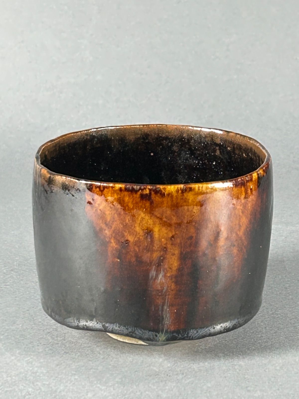 T696 茶碗 『色絵 柳』『淡海ぜぜ 陽炎園 造』 共箱 抹茶碗 茶道具