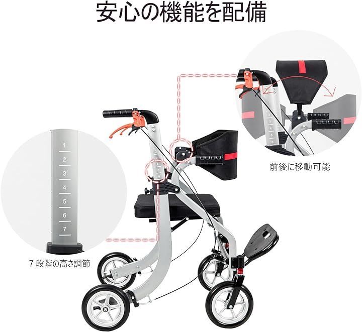 PIPIBEAR シルバーカー 歩行車 アルミ製 多機能歩行器 手押し車 座れる
