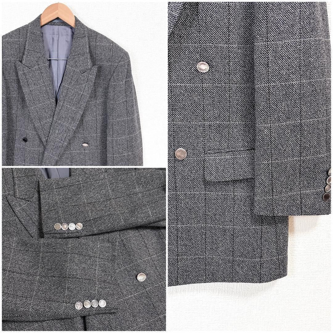 LANVIN スーツセットアップ ダブル R48-45-85 グレー チェック - メルカリ
