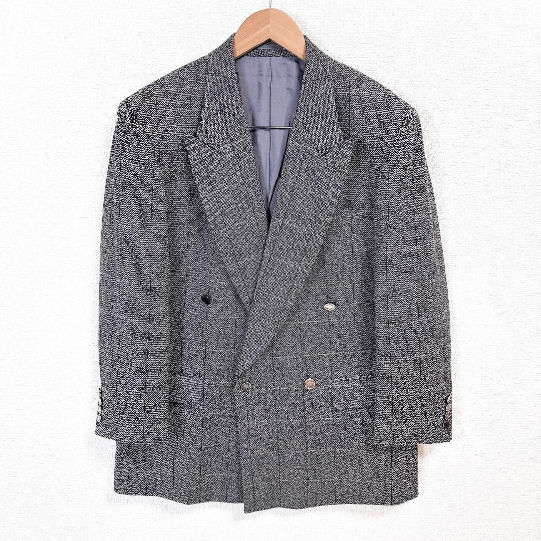 LANVIN スーツセットアップ ダブル R48-45-85 グレー チェック - メルカリ