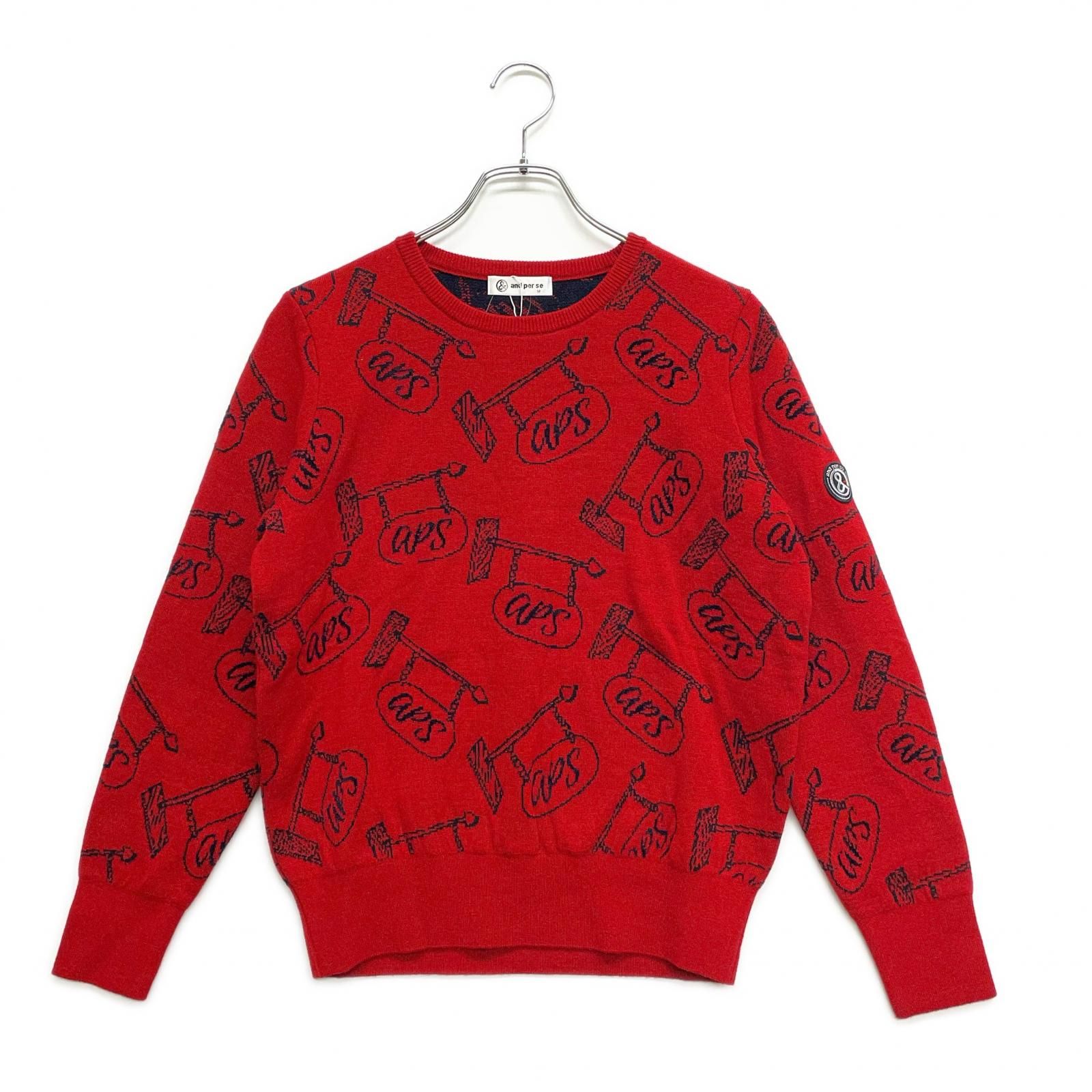 新品相当】and per se アンパスィ 刺繍 レッドセーター 種類11：レッド
