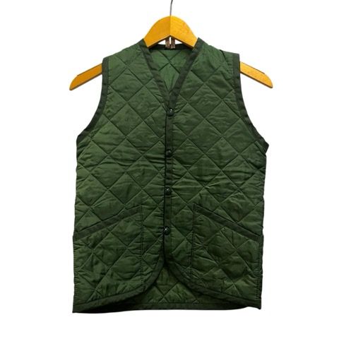 ラベンハム LAVENHAM ベスト Vネック 無地 キルティング 9 緑 グリーン
