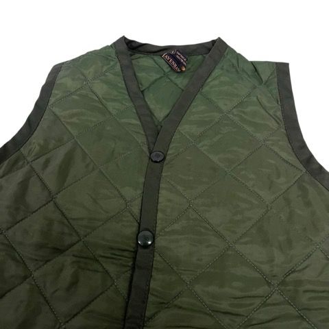 ラベンハム LAVENHAM ベスト Vネック 無地 キルティング 9 緑 グリーン