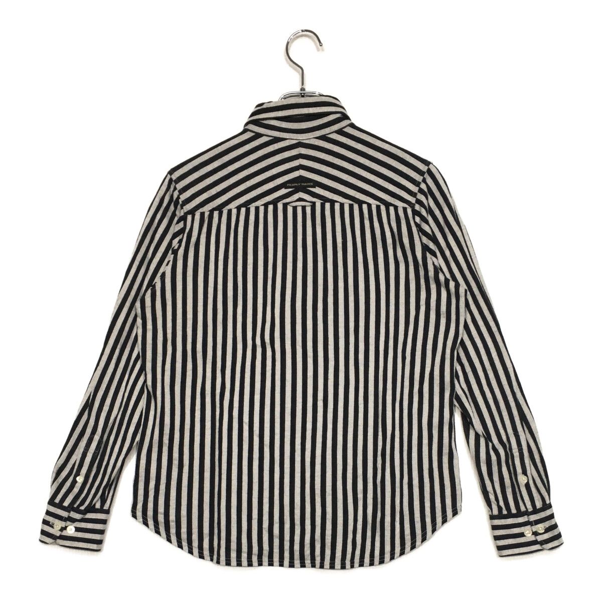 美品　PEARLY GATES パーリーゲーツグレー ストライプ　長袖シャツ　L 中古 メンズ パーリーゲイツ PEARLY GATES 長袖シャツ 4(M) 紺×グレー