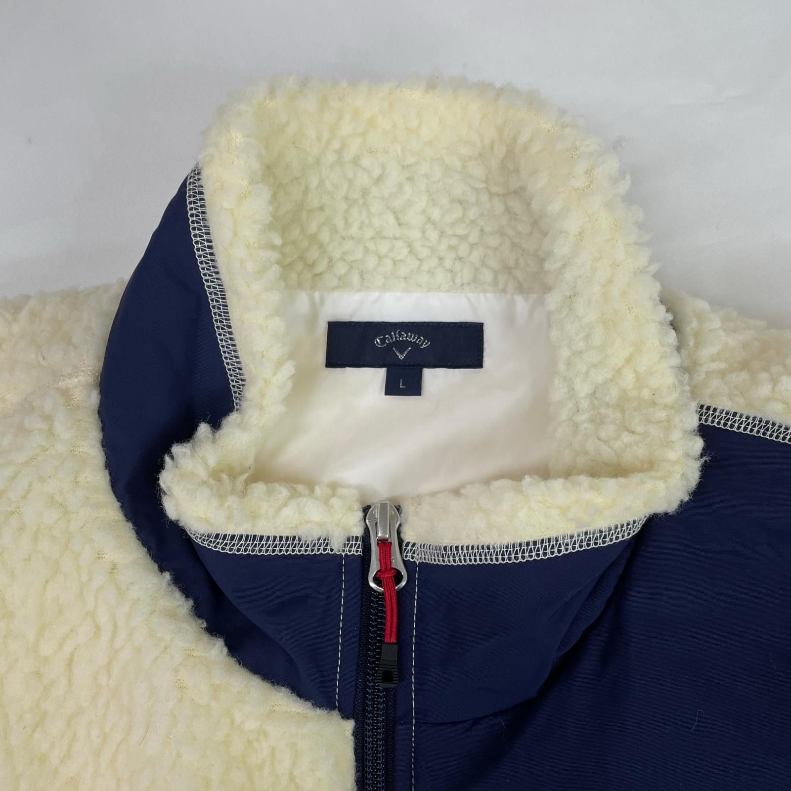 中古 メンズ キャロウェイ Callaway ベスト L 白 ホワイト ボア 防寒
