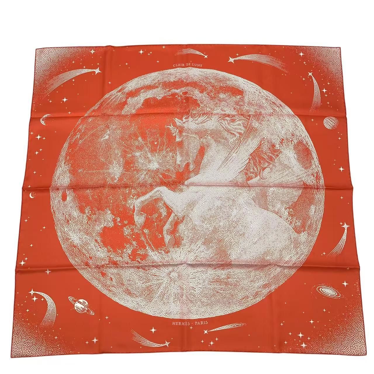 新品HERMES エルメス カレ90 Clair de Lune 月光 スカーフ 新品同様 HERMES エルメス スカーフ カレ90 シルク クレールドゥ