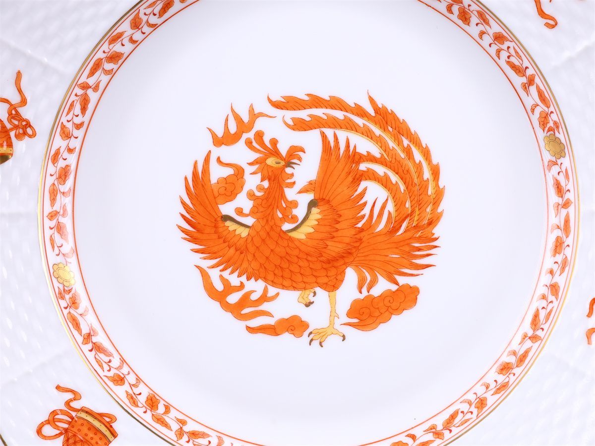 Herend 【ヘレンド】 プレミアム オレンジ 20000年 鳳凰 プレート 径23