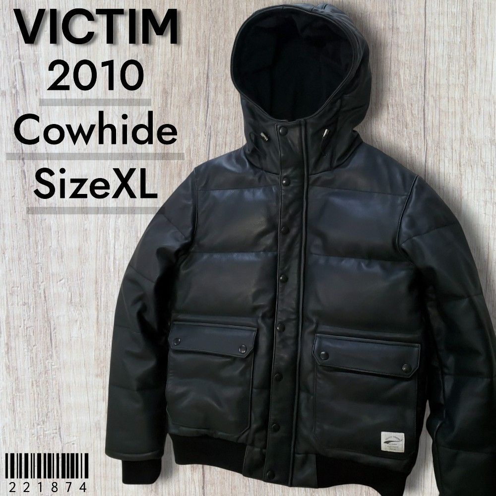 VICTIMヴィクティム□美品 2010年 LEATHER DOWN JACKET 牛革 ナッパ 