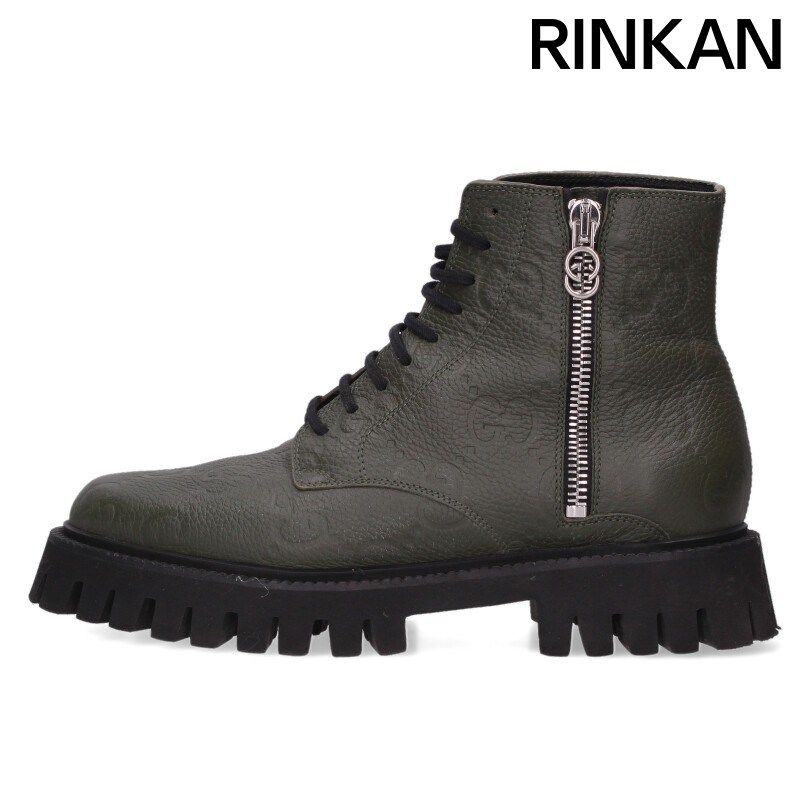 グッチ 699584 GGエンボスサイドジップレザーブーツ メンズ 9.5 - メルカリ