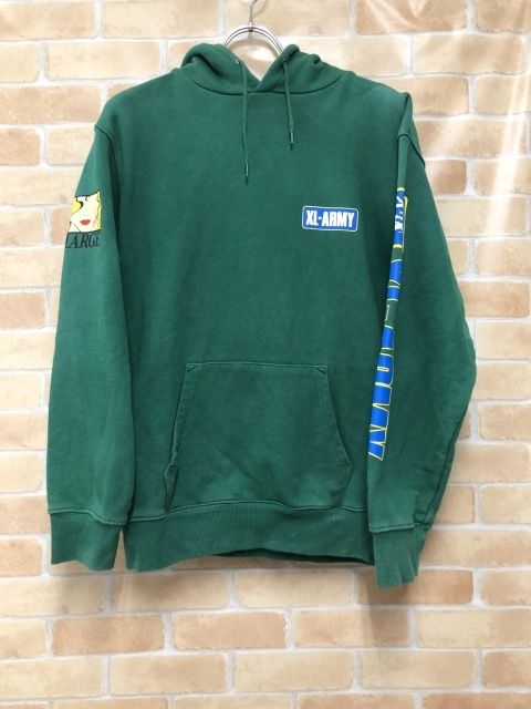 【】 X-LARGE エクストララージ ARMY HOODED SWEAT 101203012021 グリーン M 111446031