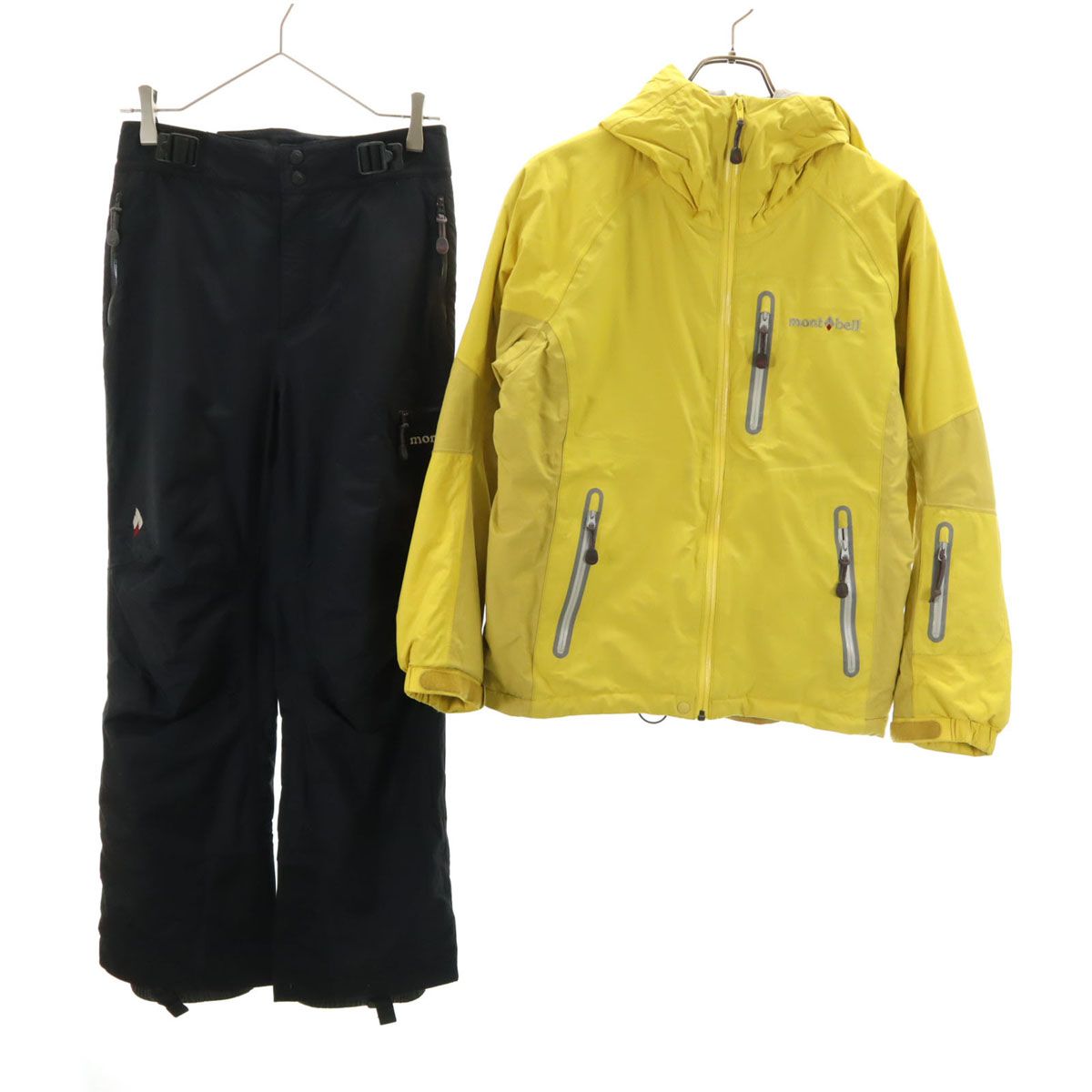 mont-bell スキー・スノボウェアLサイズ イエロー　上下セット mont-bell モンベル スキー ウェア 上下 セットアップ S イエロー