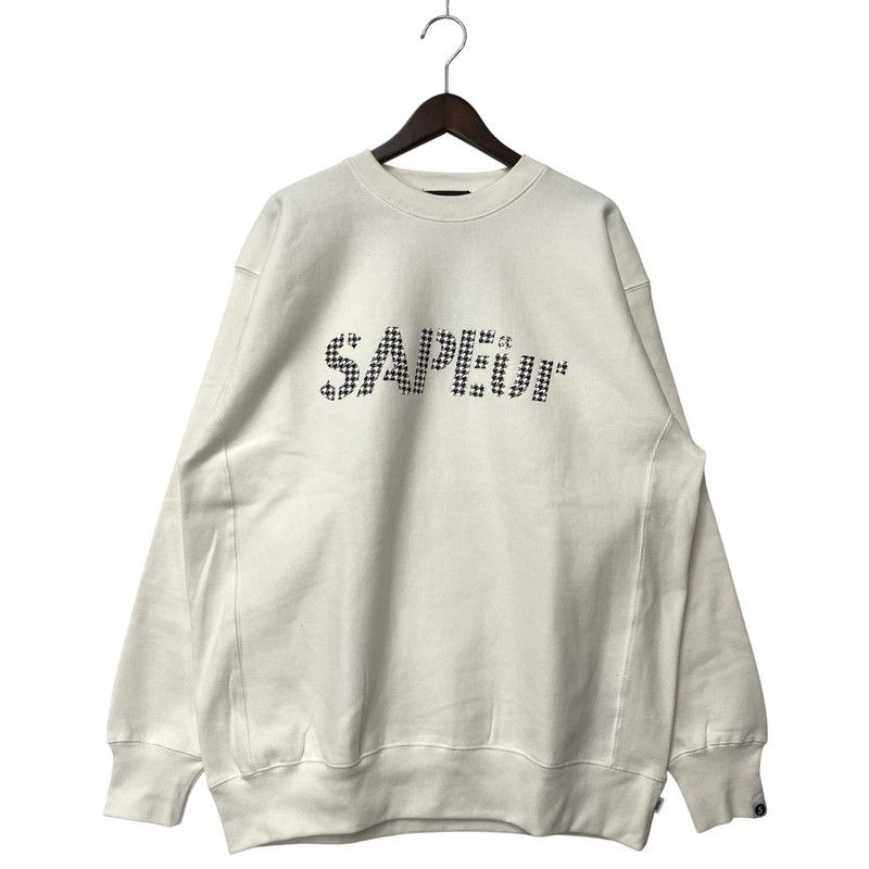 中古品】 SAPEUR サプール CHIDORI PATTERN CREW NECK SWEATSHIRT 千鳥