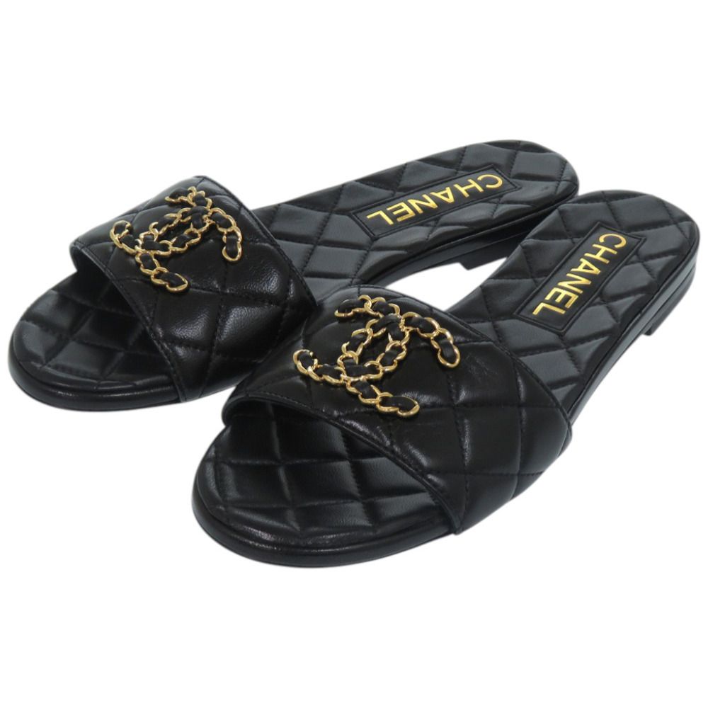 未使用品 シャネル ココマーク キルティング レザー ブラック 黒