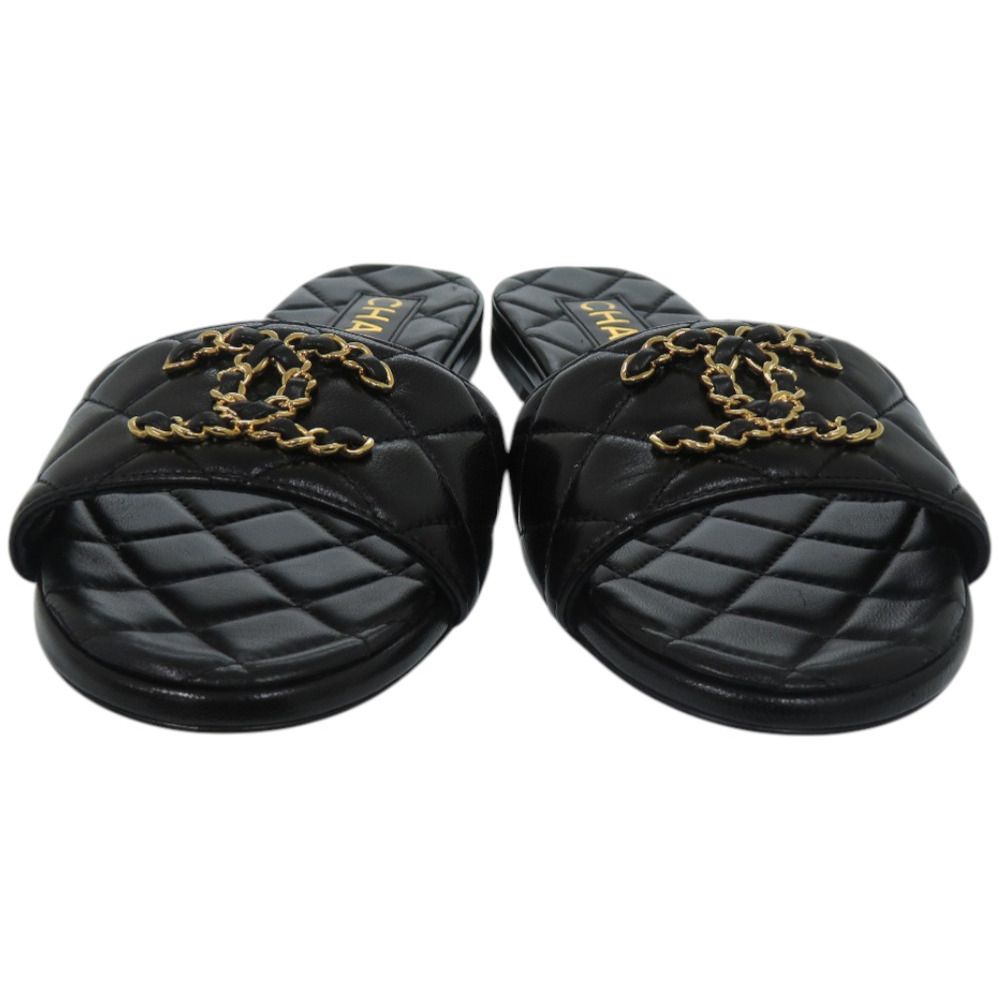 未使用品 シャネル ココマーク キルティング レザー ブラック 黒