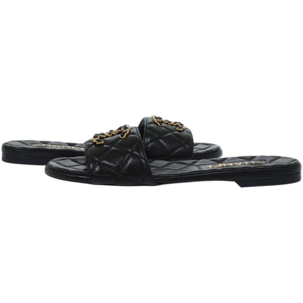 未使用品 シャネル ココマーク キルティング レザー ブラック 黒