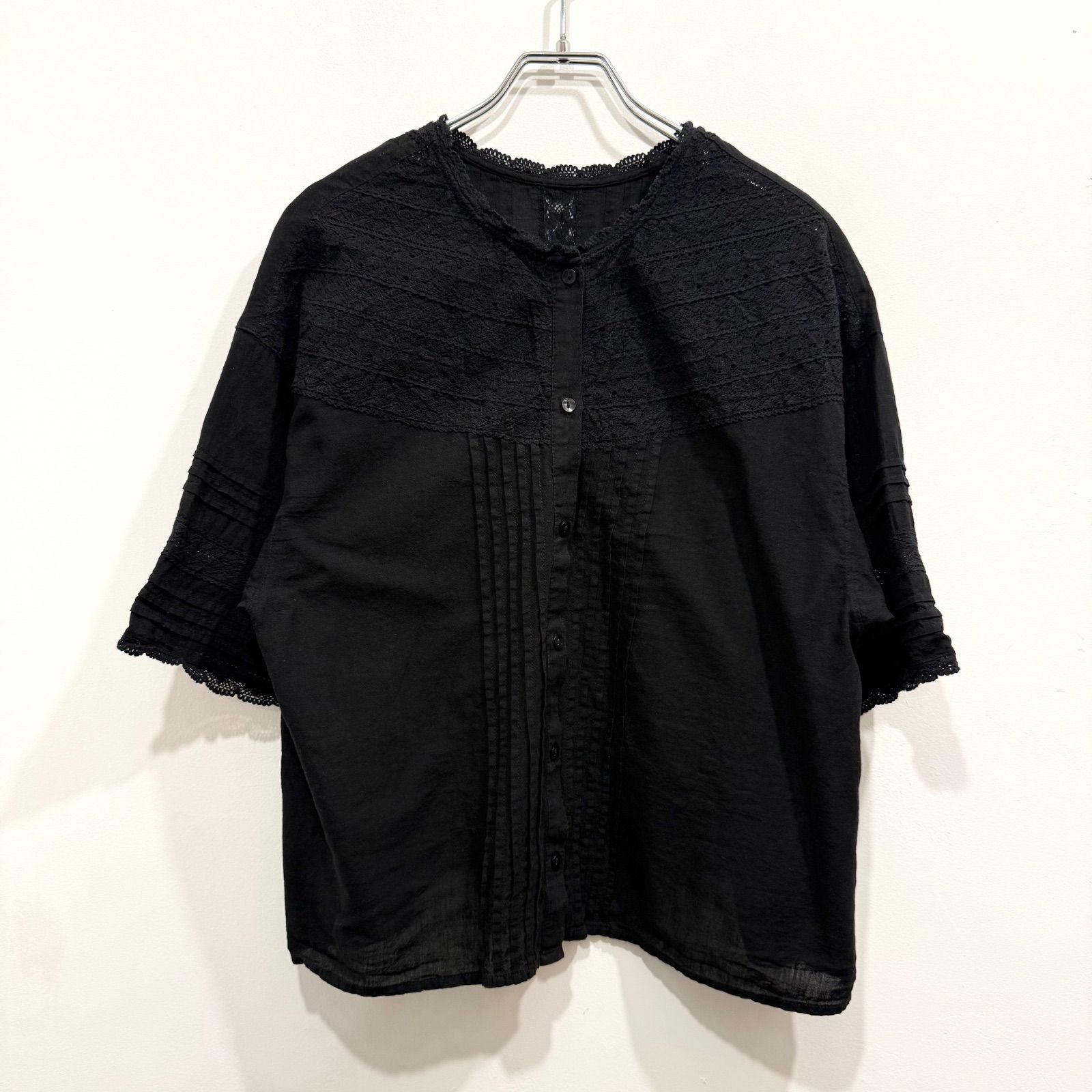 kazumi × samansa mos2 前後2WAYブラウス コラボ ブラック 刺繍 レース