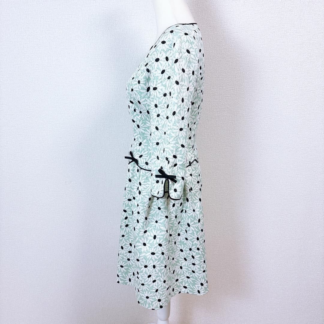 美品】エムズグレイシー セットアップ風 ワンピース 長袖 リボン 40 花