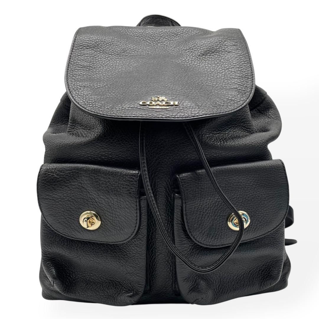 極美品　coach　リュック　シボ革　ブラック 極美品 COACH コーチ リュック バックパック レザー ブラック シボ革