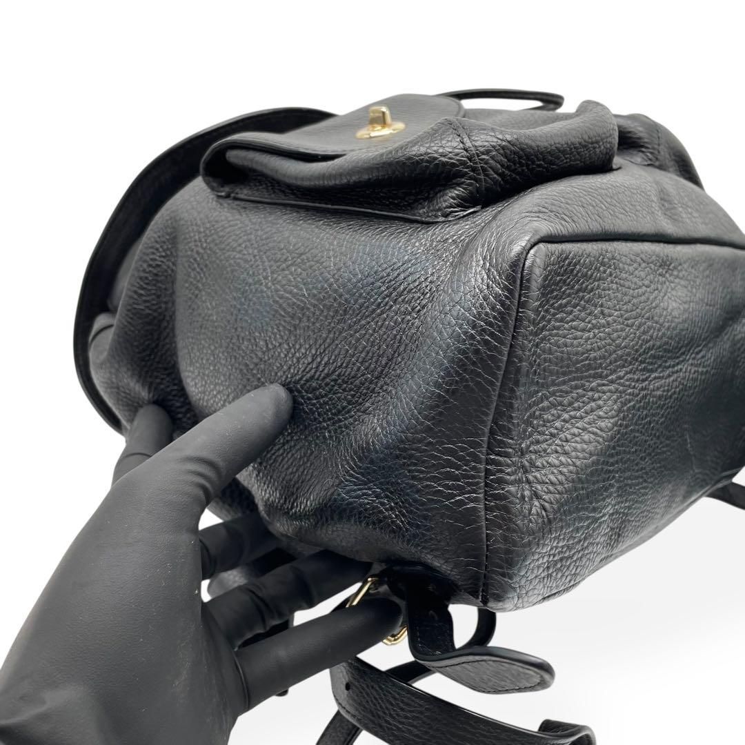 極美品 COACH コーチ リュック バックパック レザー ブラック シボ革