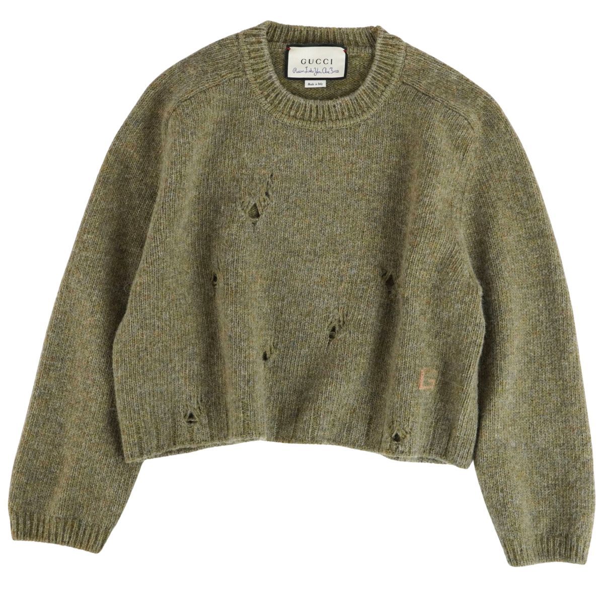 美品 グッチ GUCCI ニット セーター ロングスリーブ ダメージ加工 