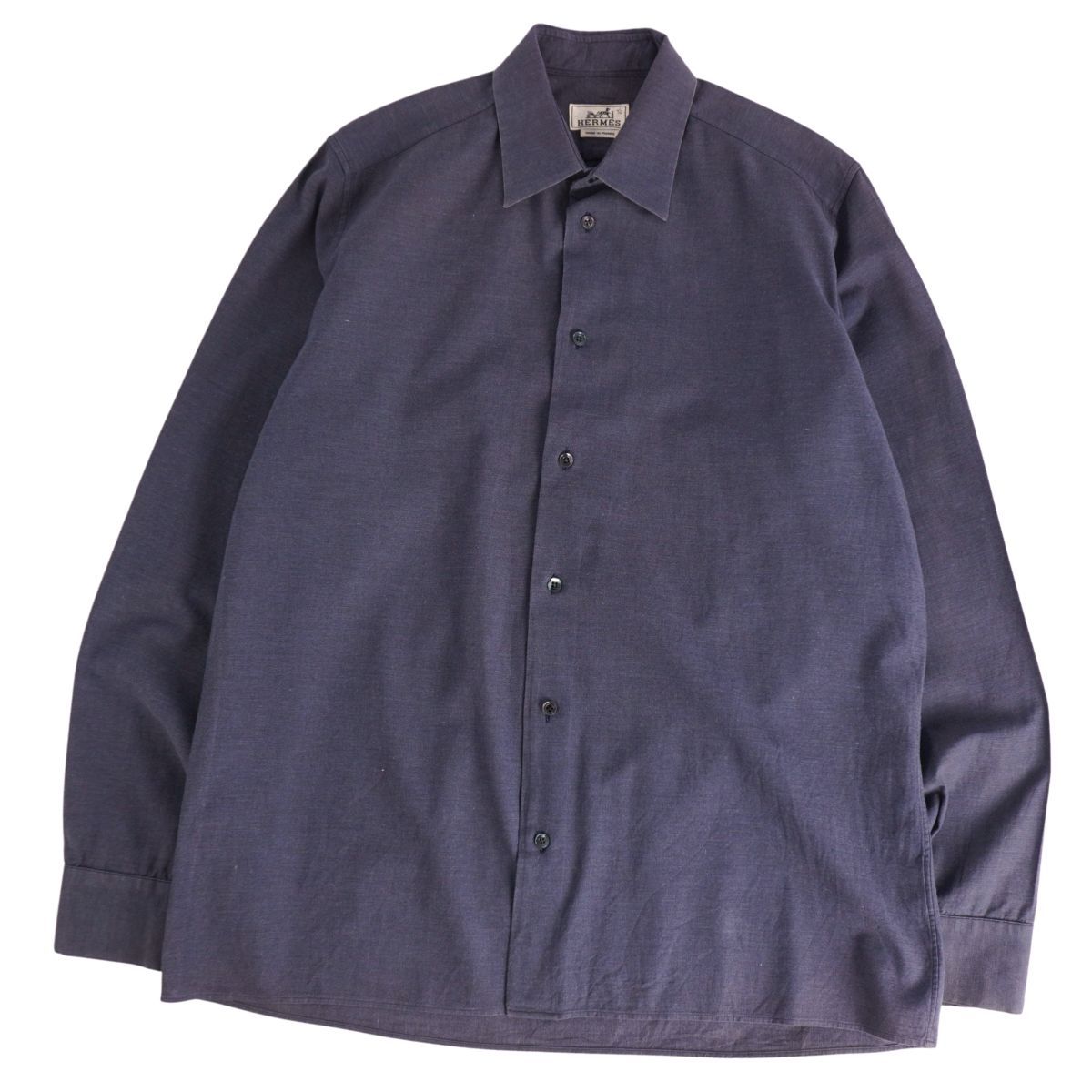 HERMESシャツ エルメス HERMES シャツ ロングスリーブ 長袖 コットン セリエボタン