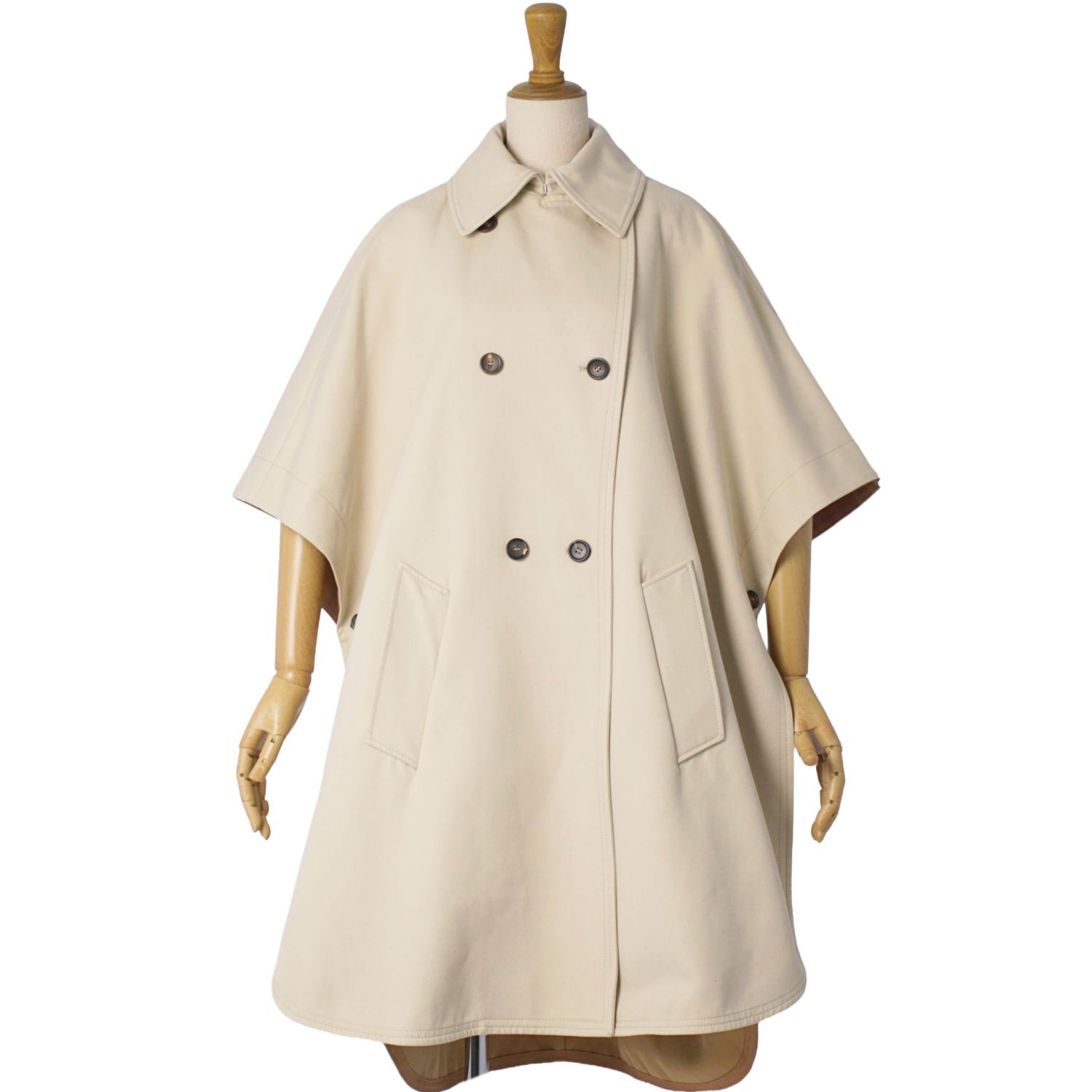 極美品 マックスマーラ Max Mara 白タグ コート ポンチョ ケープ ダブ