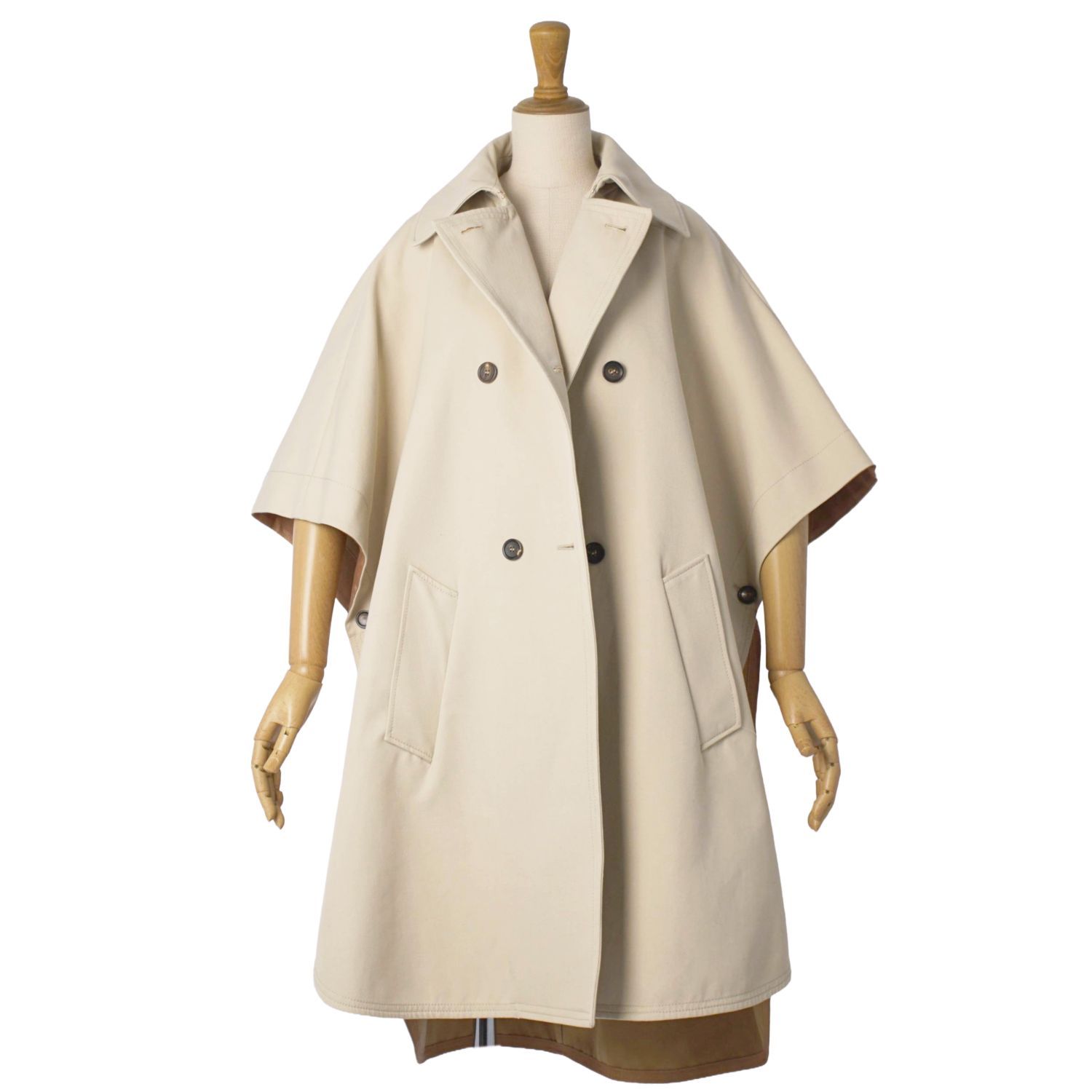 極美品 マックスマーラ Max Mara 白タグ コート ポンチョ ケープ ダブ