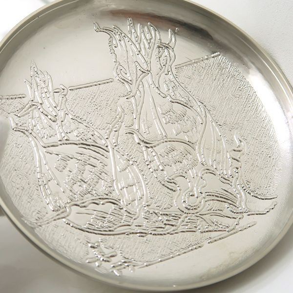 帖佐美行 香合 双蘭花想 共箱 茶道具 彫金 合金 洋銀 ◇送料込◇質屋