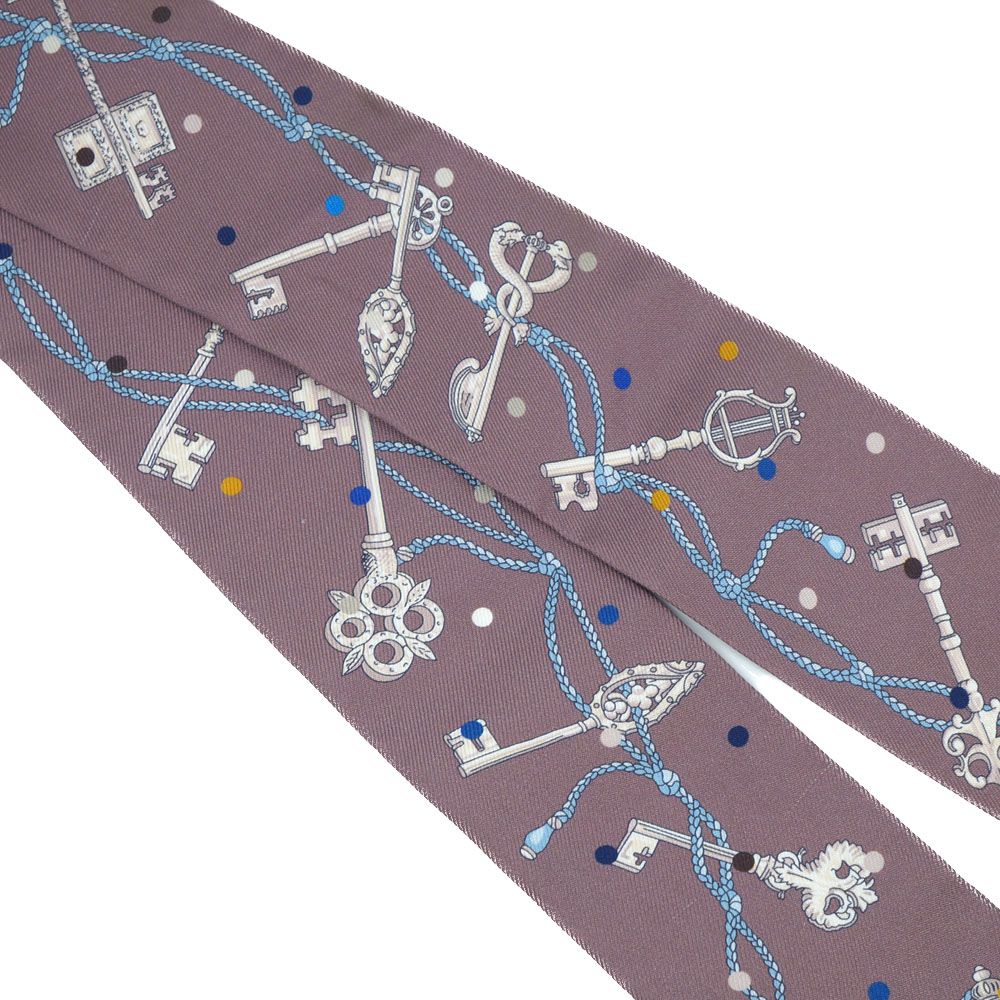 栄】エルメス Les Cles a Pois レクレアポア ツイリー スカーフ リボン