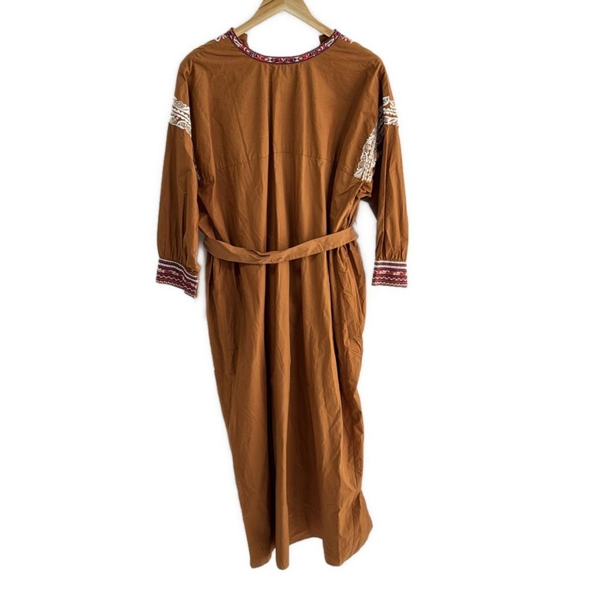美品✨マーラカランコエ ロングワンピース 刺繍 カットワーク ベルト ブラウン 美品✨マーラカランコエ ロングワンピース 刺繍 カットワーク ベルト