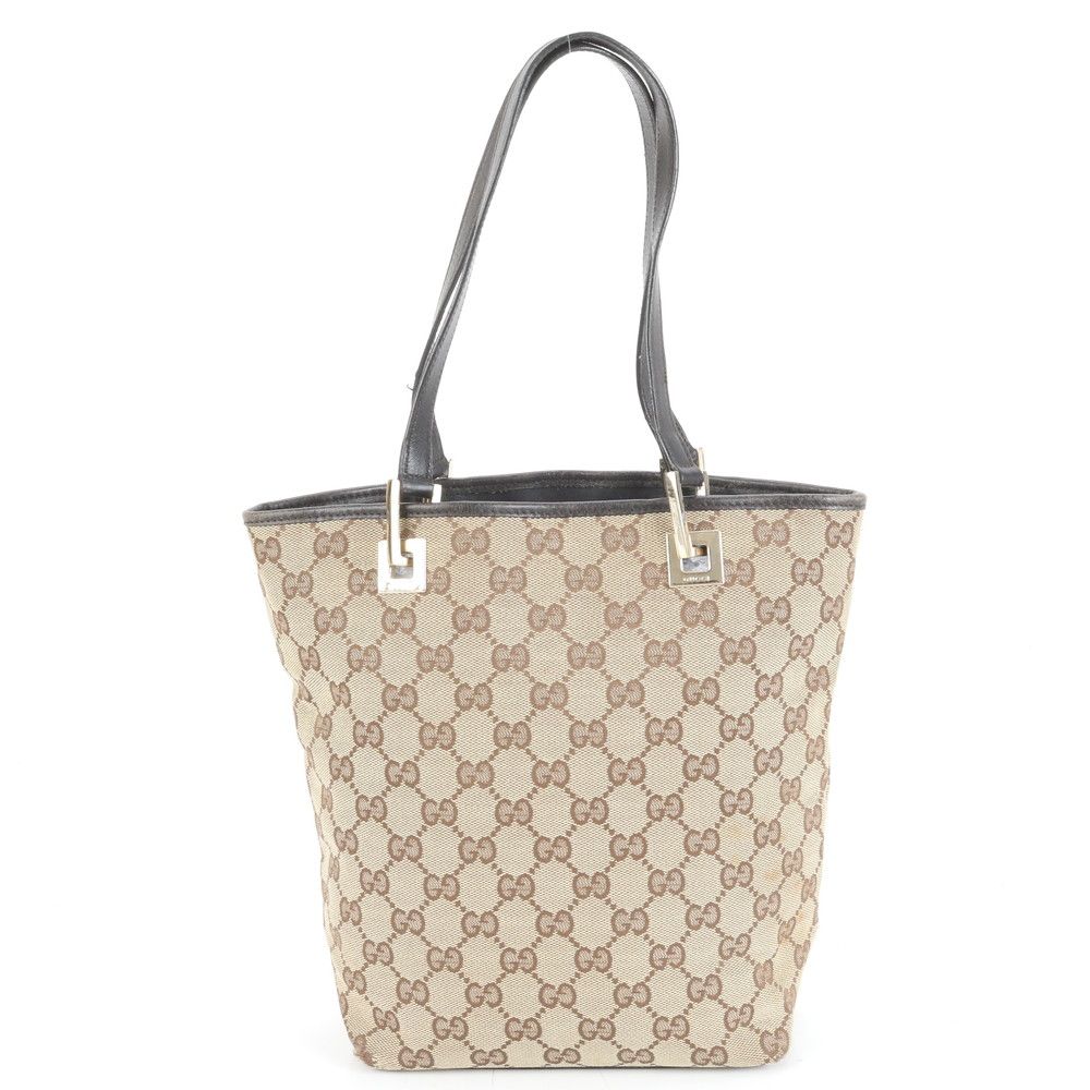 GUCCI レザートートバッグ 美品 グッチ GG キャンバス 002 1099 レザー トート バッグ 肩掛け