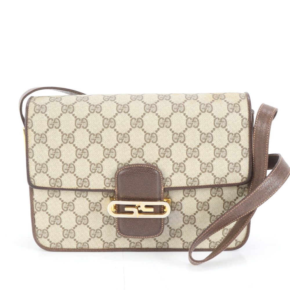 【希少】GUCCI オールドグッチ GGスプリーム ショルダーバッグ 本革 金具 GUCCI（グッチ） オールドグッチ GGスプリームキャンバス ブラウン