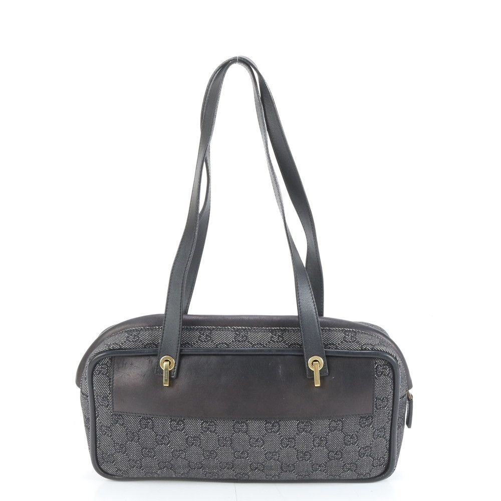 【GUCCI】ビジネスバッグ　GGキャンバス　レザー　ブラック 美品 グッチ GG キャンバス 92729 レザー トート バッグ 肩掛け