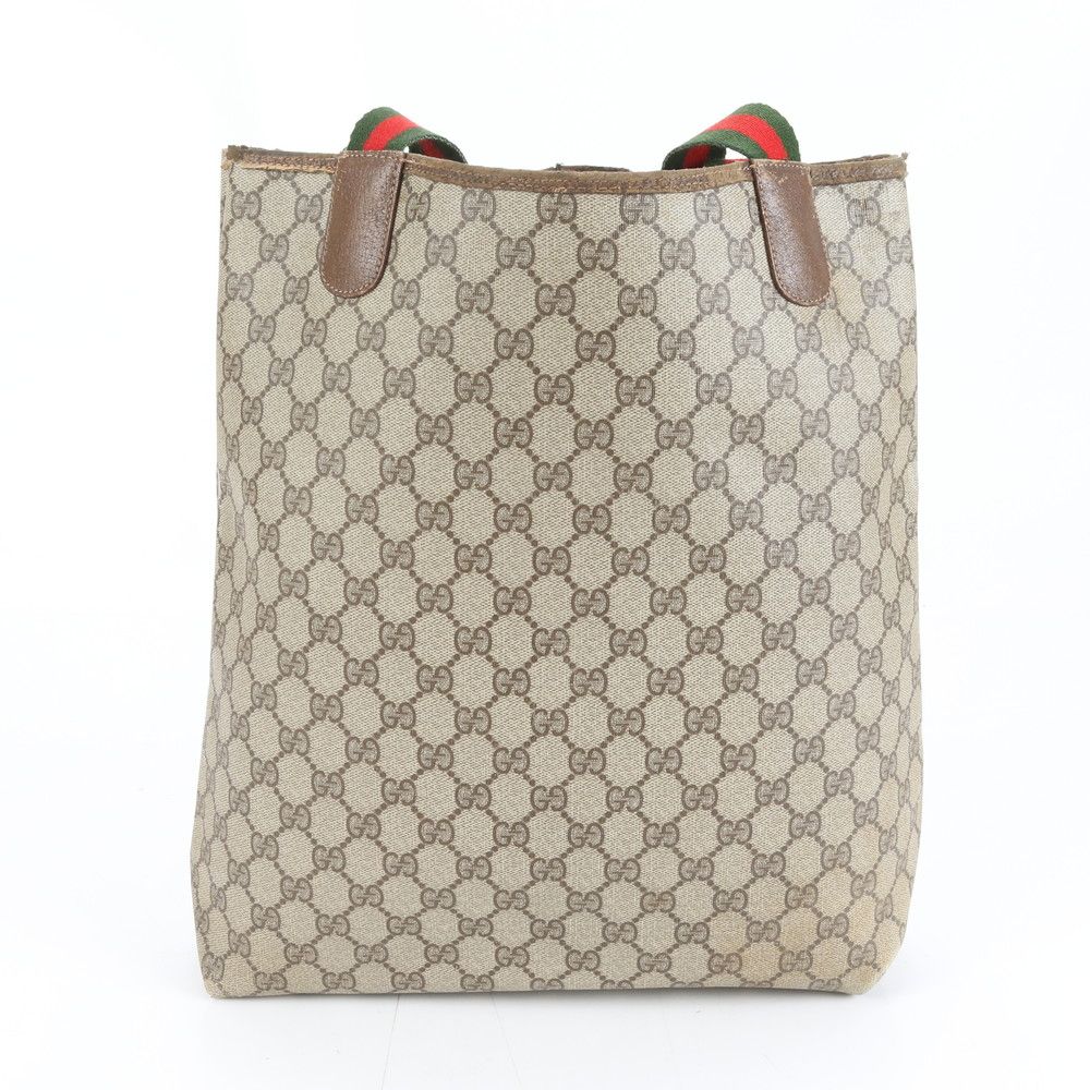 美品　オールドグッチ シェリーライン GGスプリーム トートバッグ　ブラウン 美品 オールドグッチ シェリーライン GGスプリーム トートバッグ