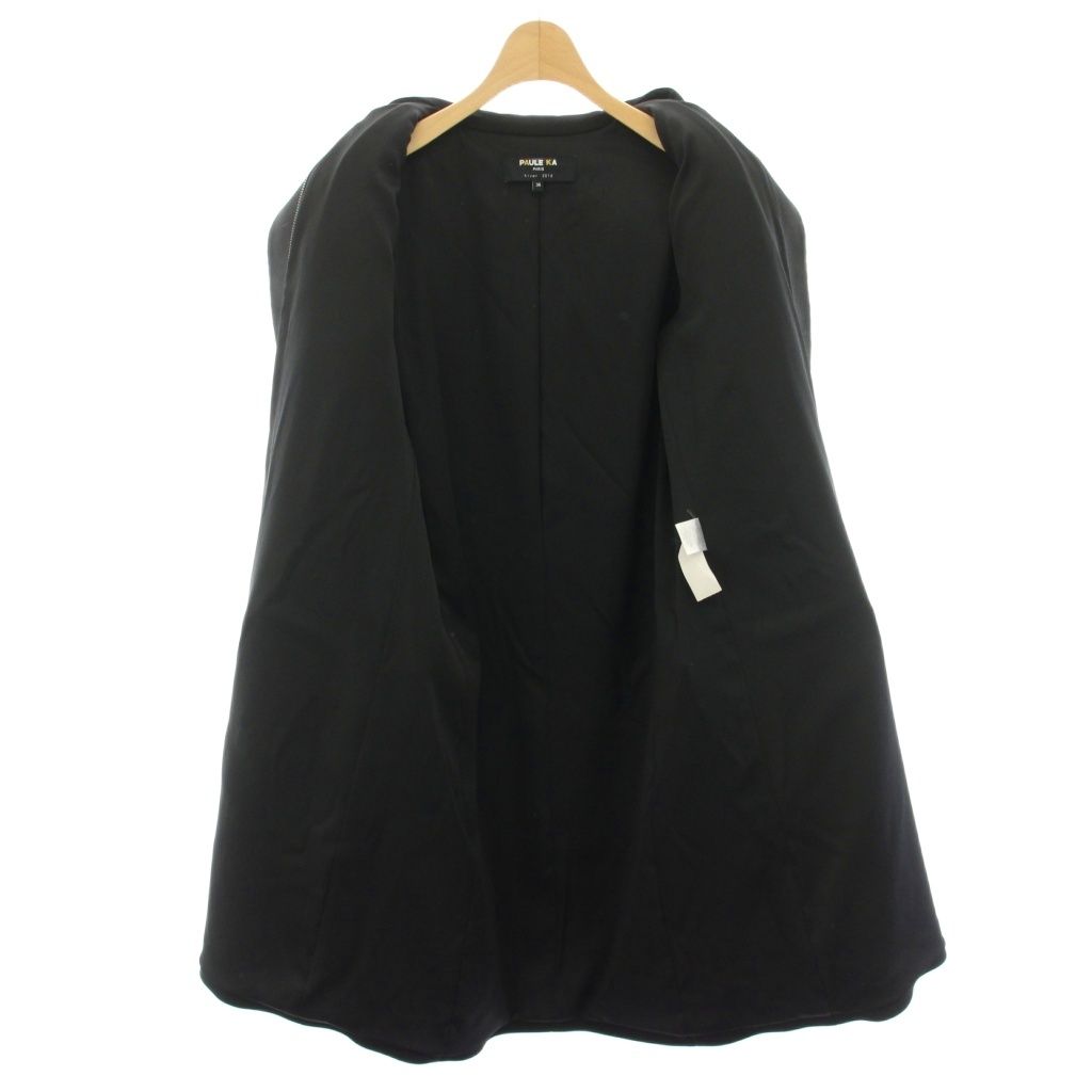 ポールカ PAULE KA ウールコート アウター ミドル ケープ 36 黒