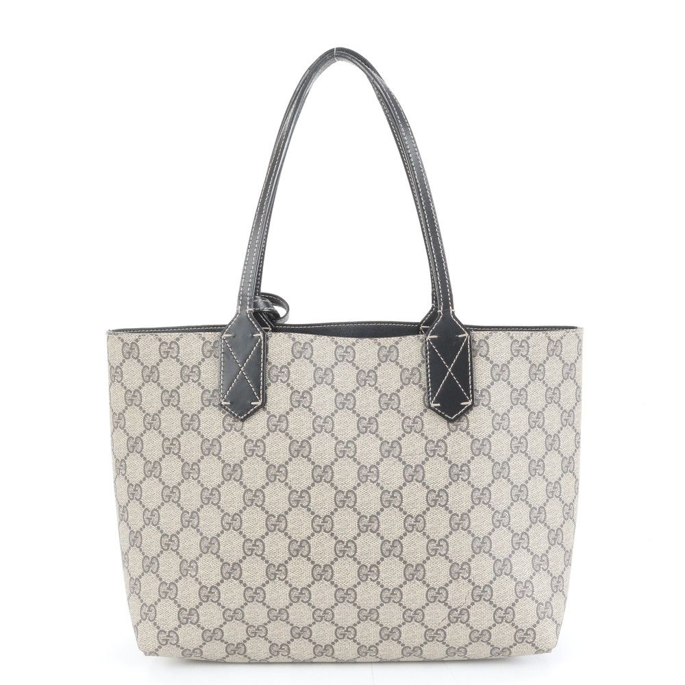 【美品〜良品】GUCCI グッチ トートバッグ GGスプリーム×レザー 極美品 グッチ GG スプリーム リバーシブル 372618 レザー トート