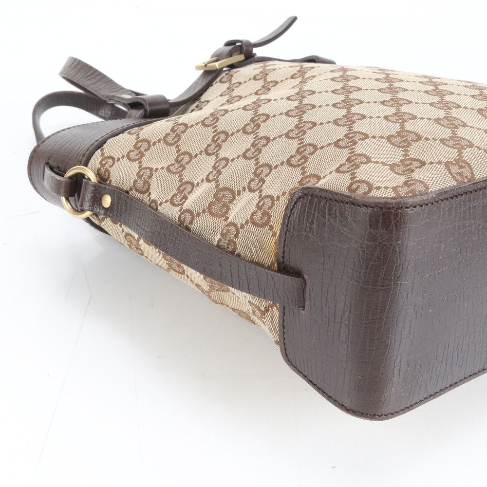 美品 グッチ GG キャンバス 107757 レザー トート バッグ 肩掛け