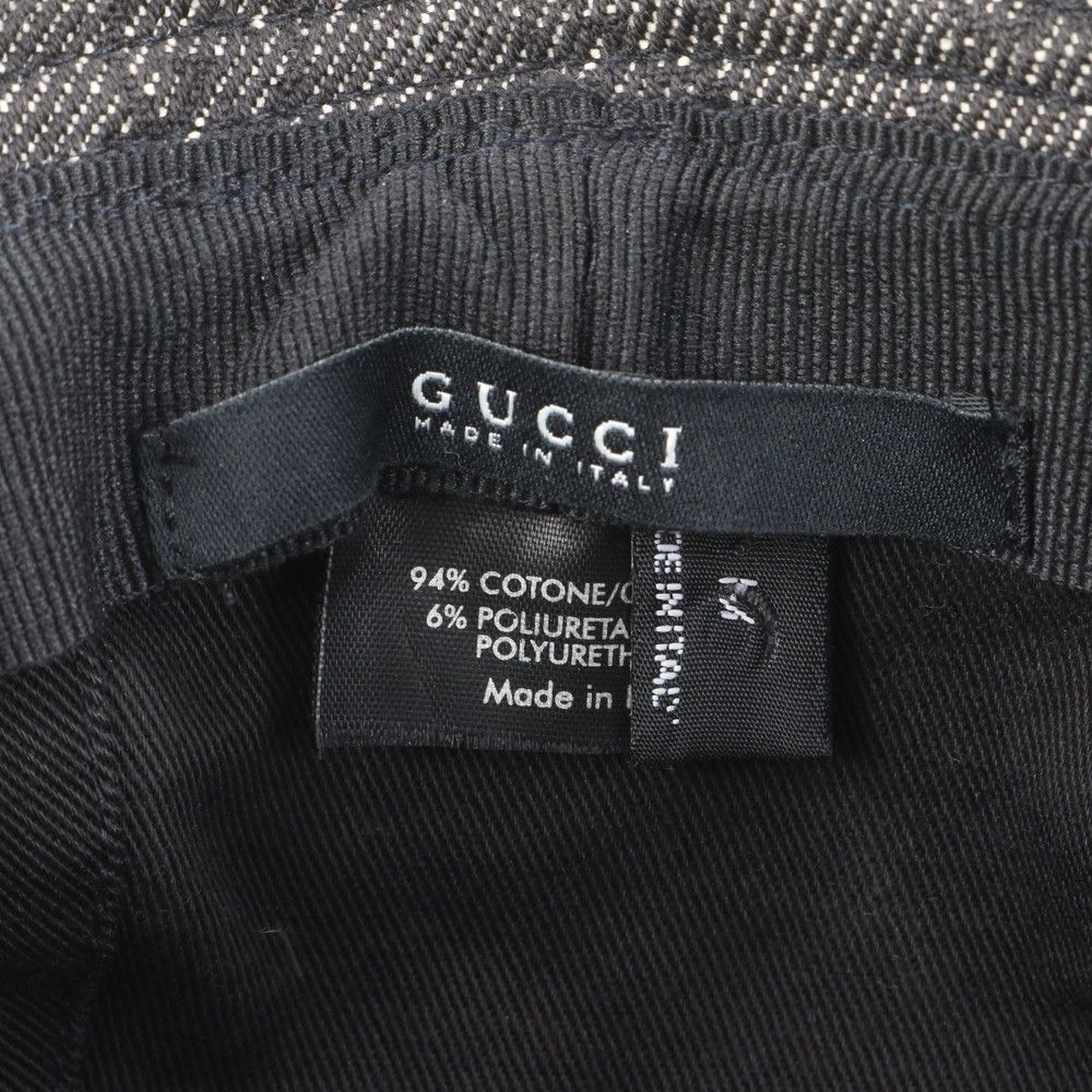 美品 グッチ GG デニム キャンバス バケット ハット バケハ 帽子