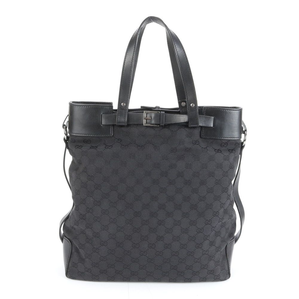美品 グッチ GG キャンバス 107756 レザー トート バッグ ショルダー