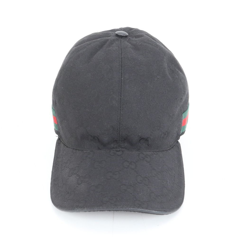 美品 グッチ GG キャンバス シェリー ライン レザー ベースボール