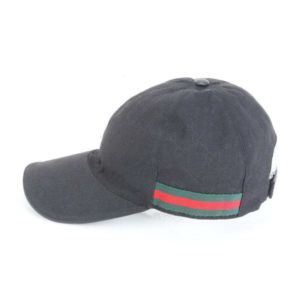 美品 グッチ GG キャンバス シェリー ライン レザー ベースボール