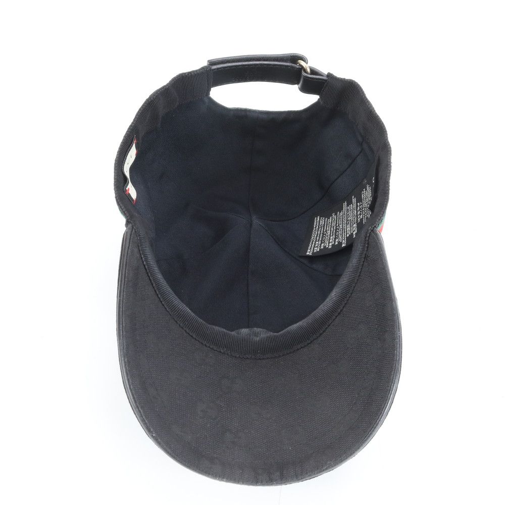 GUCCI グッチ　ベースボールキャップ GGキャンバス 黒 シェリーライン 美品 グッチ GG キャンバス シェリー ライン レザー ベースボール