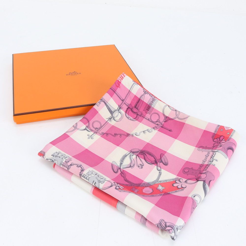 極美品 エルメス タグ付 カレ 90 Mors et Gourmettes 馬銜と鎖